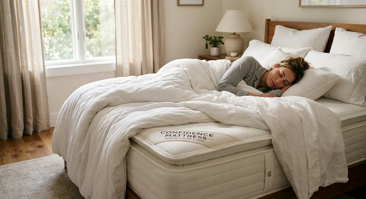 Comfortable mattress in bedroom